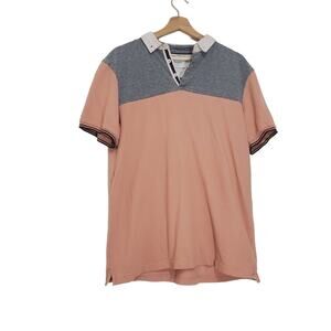 Paper Denim & Cloth | Colorblock Henley Polo Short Sleeve Button Front Shirt